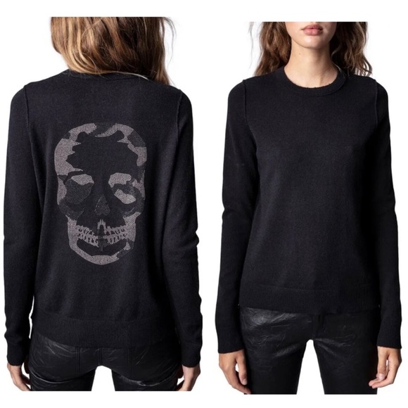 Zadig and Voltaire 100% merino wool cashmere skull lightweight sweater NWT - Picture 1 of 8